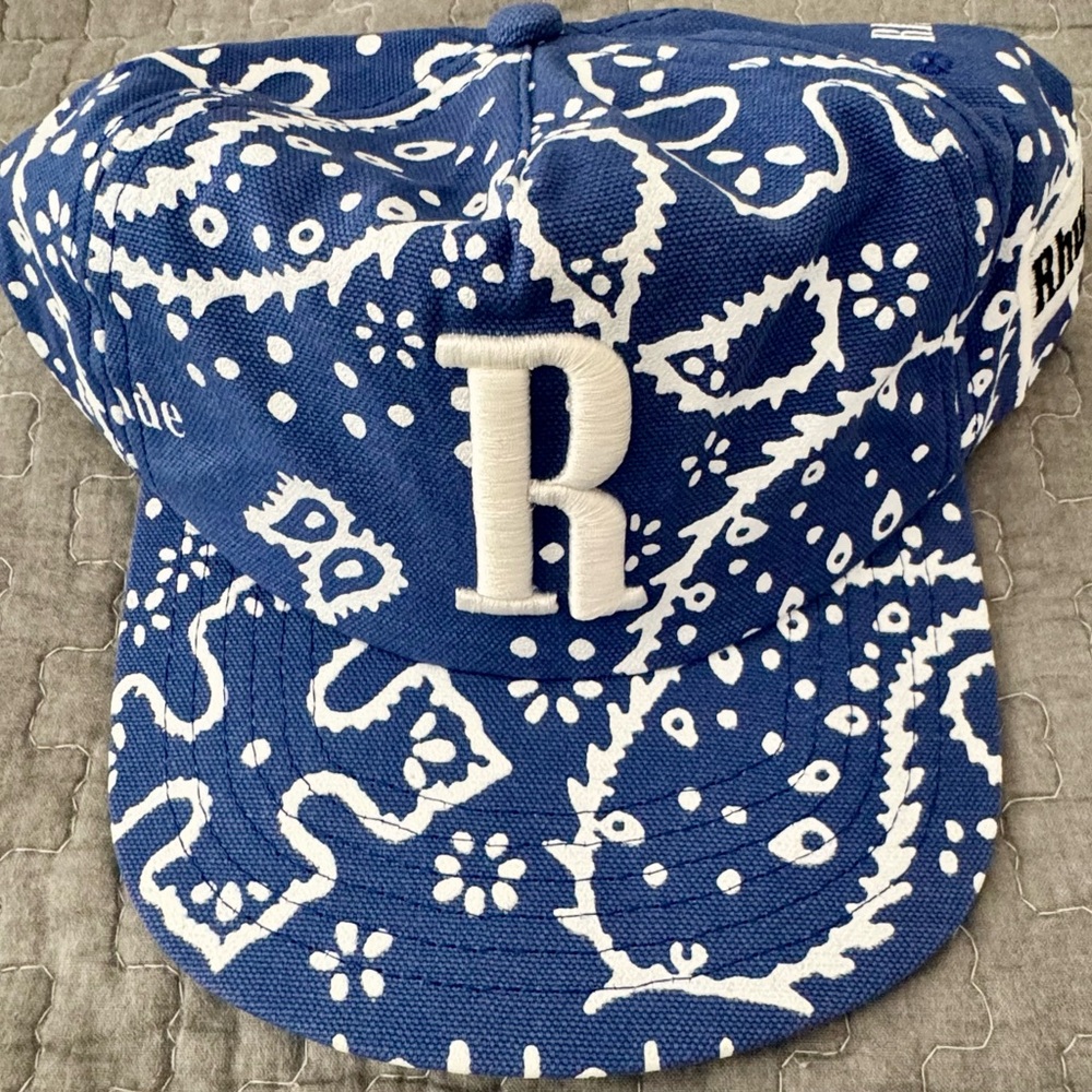 Brand New RHUDE Rhepurposed Blue & White  Bandana/Paisley Hat with Tags!